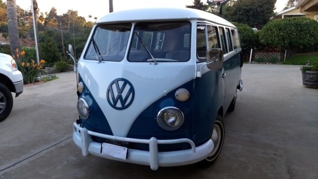1966 Sea Blue/Cumulus White Volkswagen Bus/Vanagon Standard Passenger Van