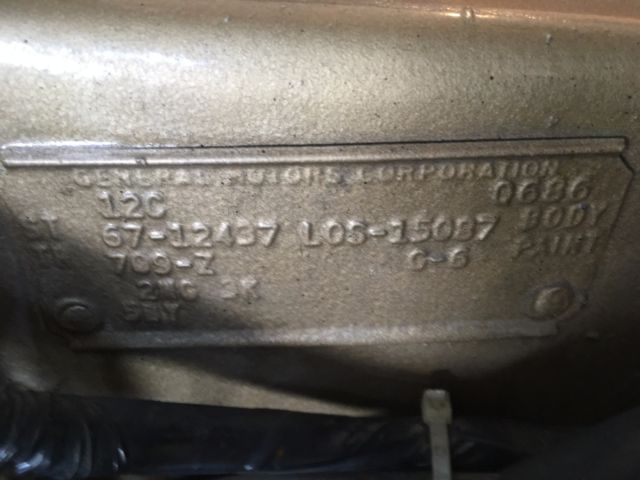 1967 Gold Chevrolet Camaro