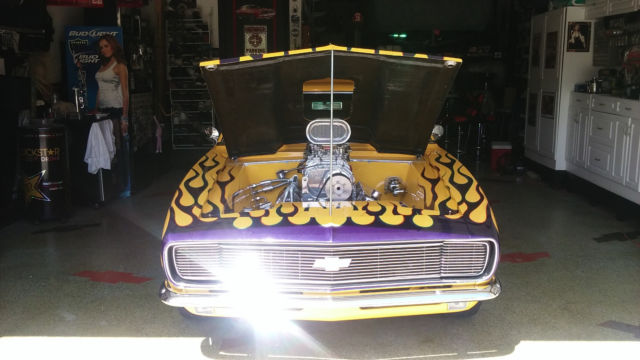 1967 yellow custom flames Chevrolet Camaro Coupe