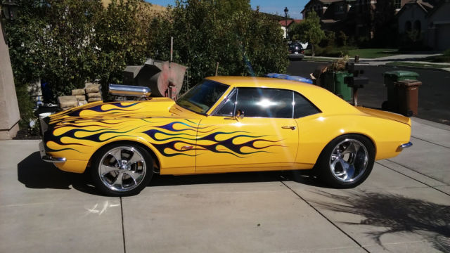 1967 yellow custom flames Chevrolet Camaro Coupe