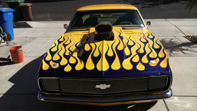 1967 yellow custom flames Chevrolet Camaro Coupe