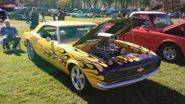 1967 yellow custom flames Chevrolet Camaro Coupe