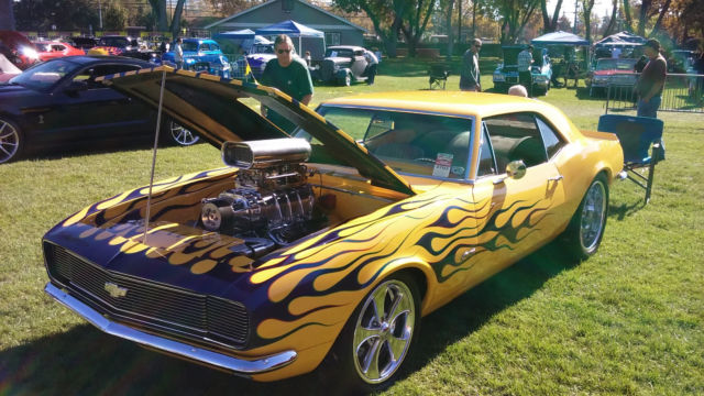 1967 yellow custom flames Chevrolet Camaro Coupe