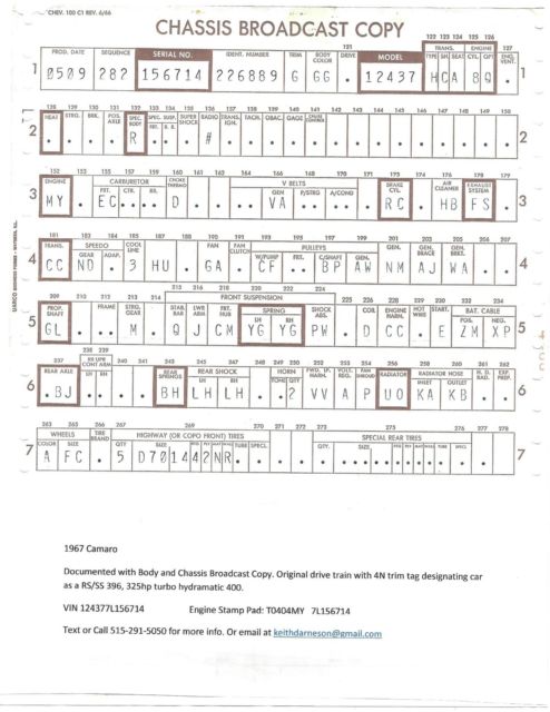 1967 White Chevrolet Camaro Coupe