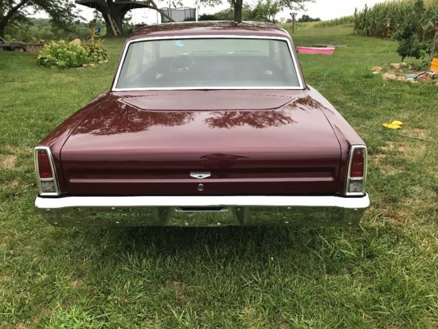 1967 Maroon Chevrolet Nova Sedan