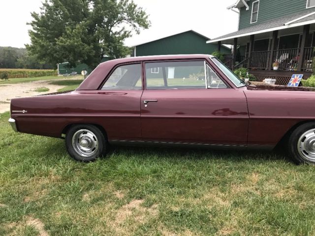 1967 Maroon Chevrolet Nova Sedan