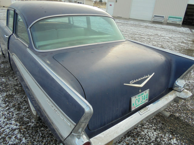 1957 Blue Chevrolet Bel Air/150/210 2 door post
