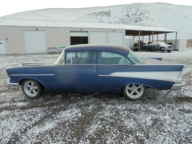 1957 Blue Chevrolet Bel Air/150/210 2 door post
