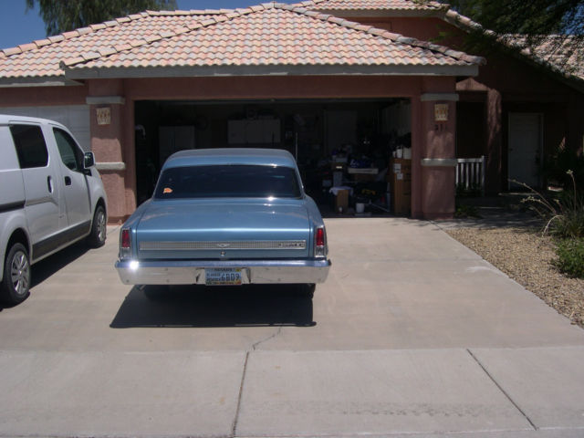 1967 Blue Chevrolet Nova 2  dr hard top