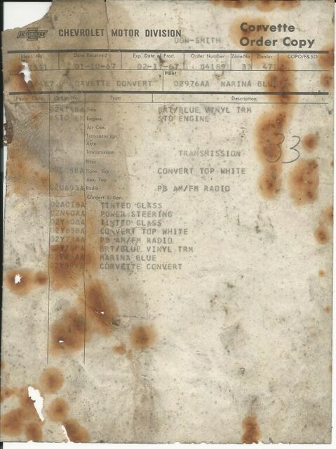 1967 Marina Blue Chevrolet Corvette Convertible