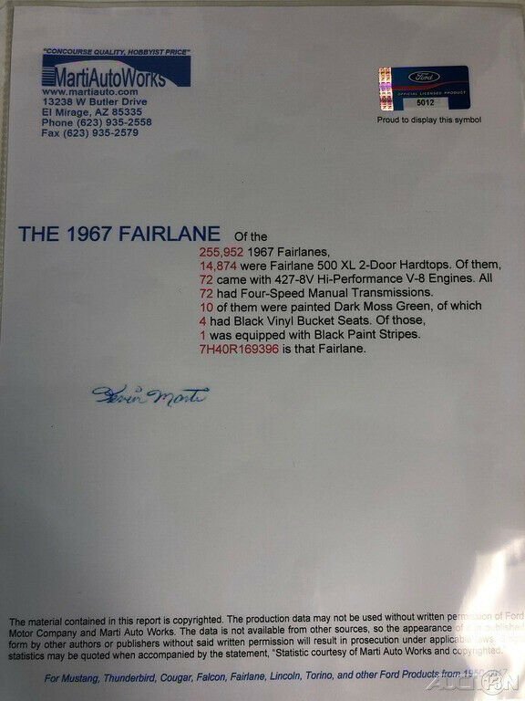 1967 Green Ford Fairlane Coupe