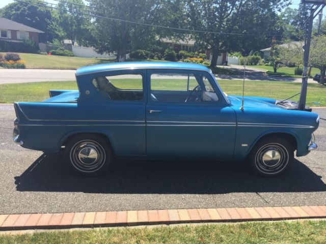 1967 Blue Ford Anglia Sedan