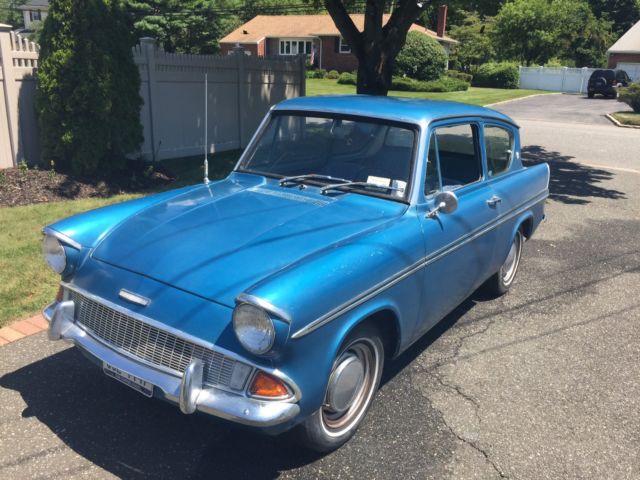 1967 Blue Ford Anglia Sedan