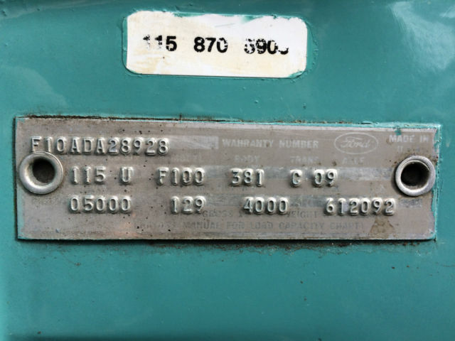 1967 Lunar Green (Medium Green) Ford F-100 Standard Cab Pickup