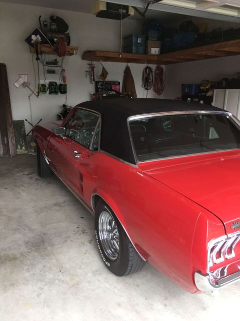 1967 Candy Apple Red/Black Vinyl Top Ford Mustang Coupe