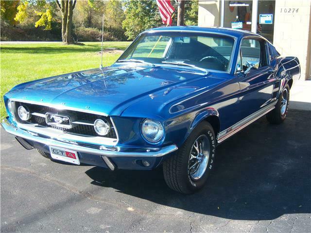 1967 Blue Ford Mustang Fastback GTA 2 door fastback