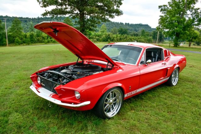 1967 Ford Race Red with Performance White Stripes Ford Mustang Fastback