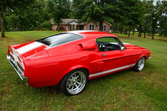1967 Ford Race Red with Performance White Stripes Ford Mustang Fastback