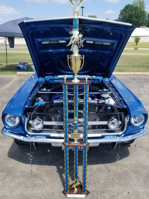 1967 Blue with white stripes Ford Mustang Coupe