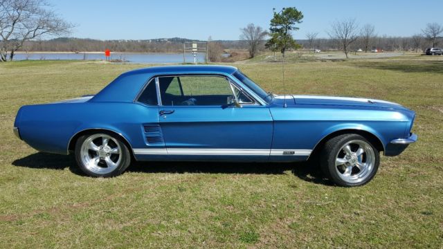 1967 Blue with white stripes Ford Mustang Coupe