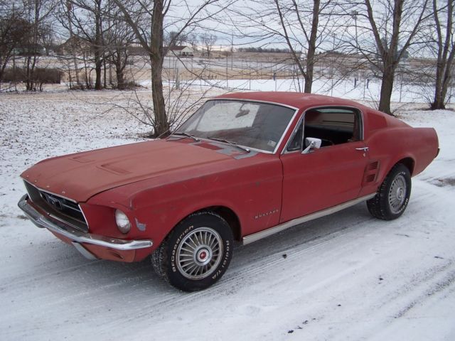 1967 red Ford Mustang