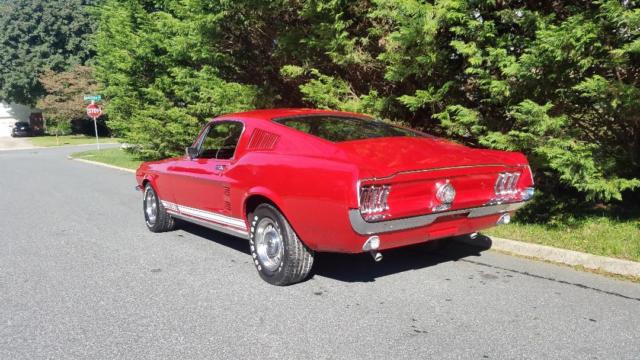 1967 red Ford Mustang fastback