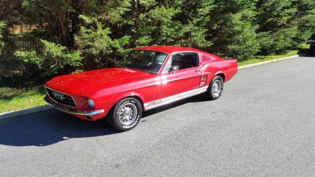 1967 red Ford Mustang fastback
