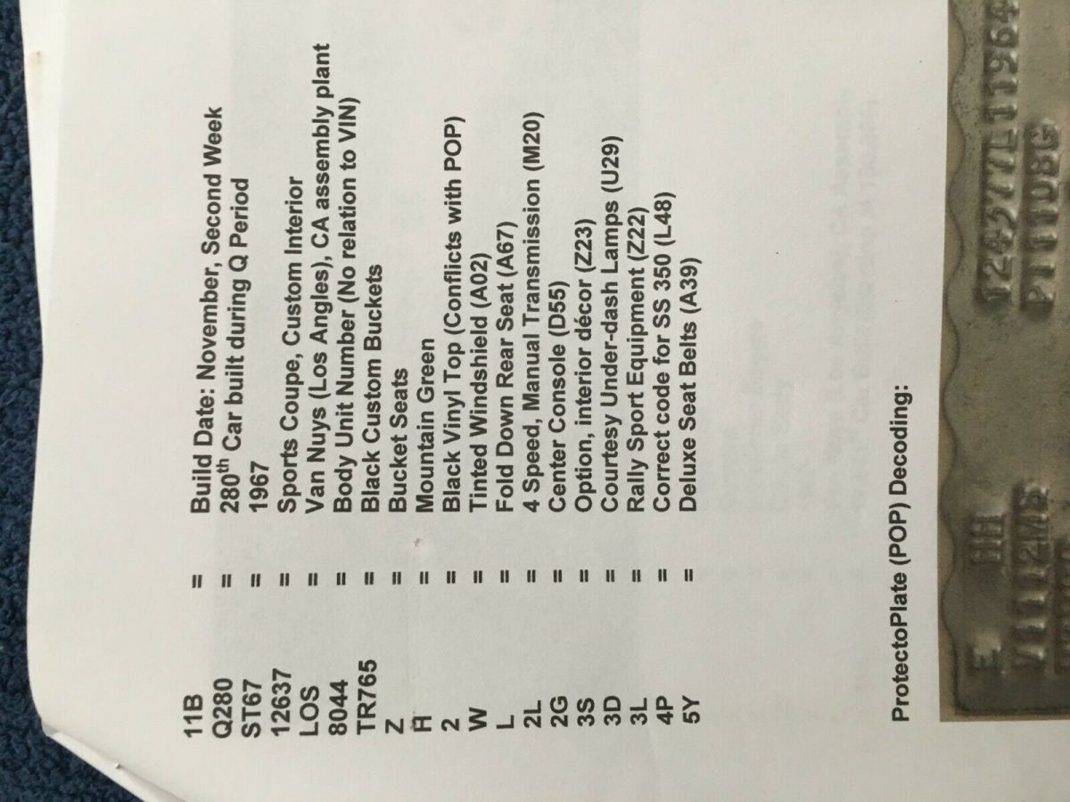 1967 Green Chevrolet Camaro