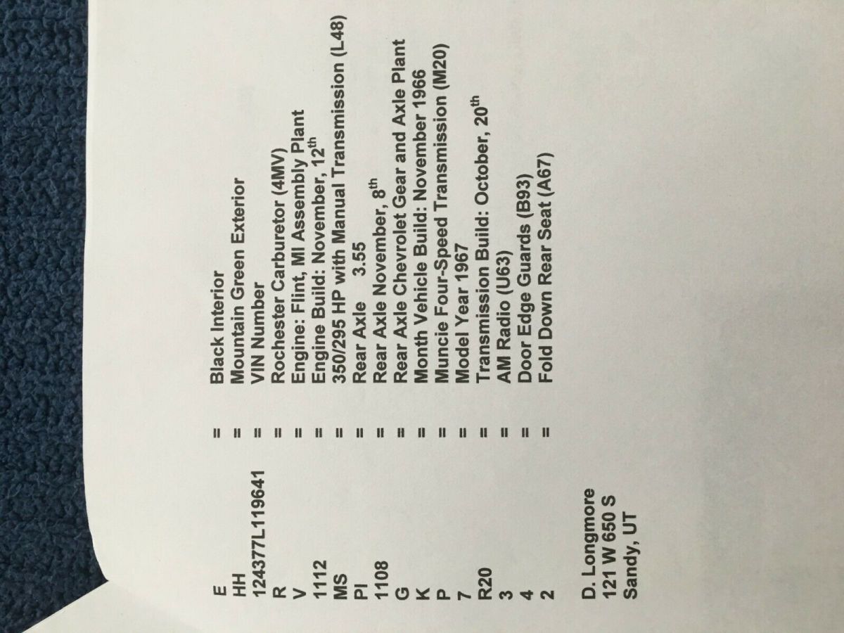 1967 Green Chevrolet Camaro