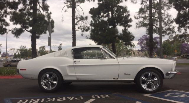1968 White Ford Mustang Fastback