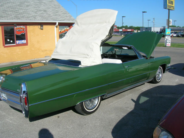 1968 GREEN Cadillac Brougham CONVERTIBLE