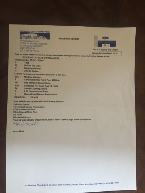 1968 Red Ford Mustang Coupe