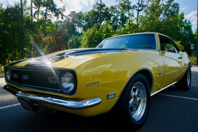 1968 Daytona Yellow/Black Racing Stripes Chevrolet Camaro Sedan