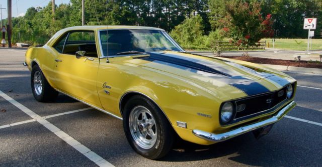 1968 Daytona Yellow/Black Racing Stripes Chevrolet Camaro Sedan