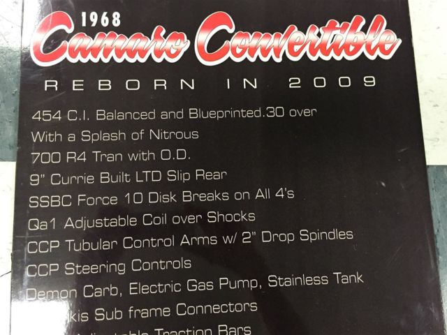 1968 Red and Black Chevrolet Camaro Convertible