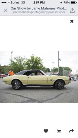 1968 Butternut Yellow Chevrolet Camaro Coupe