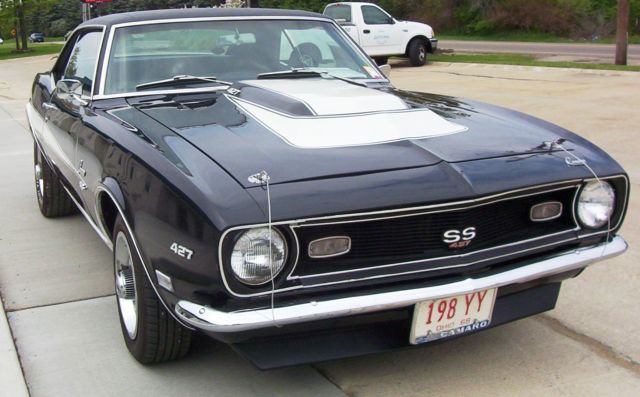 1968 black metalic /white stripes Chevrolet Camaro 2 door coupe