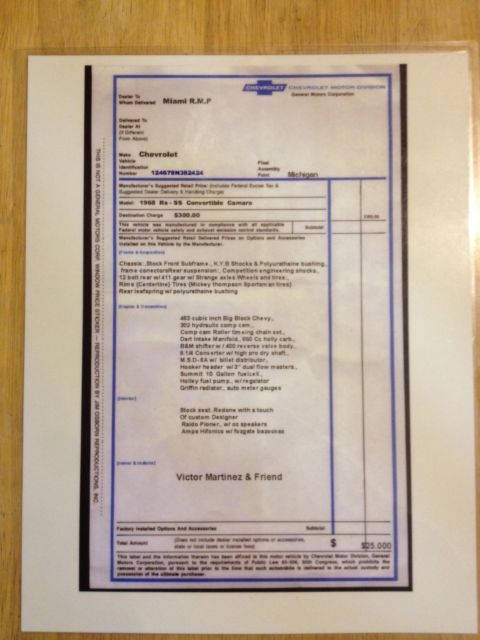 1968 Chevrolet Camaro Convertible