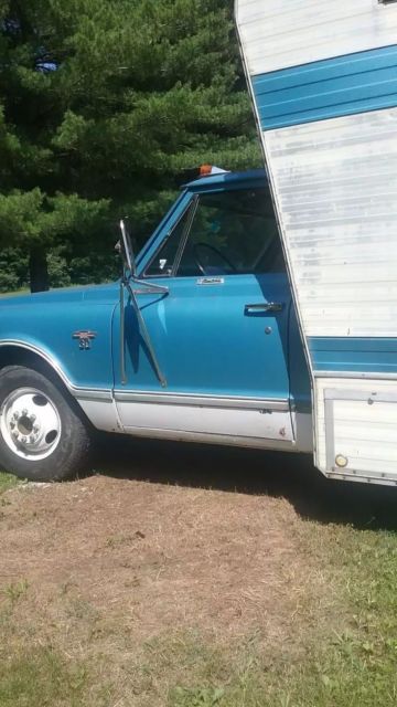 1968 Blue Chevrolet C/K Pickup 3500 Factory chassis mounted 1 ton camper