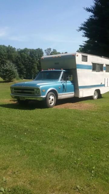 1968 Blue Chevrolet C/K Pickup 3500 Factory chassis mounted 1 ton camper