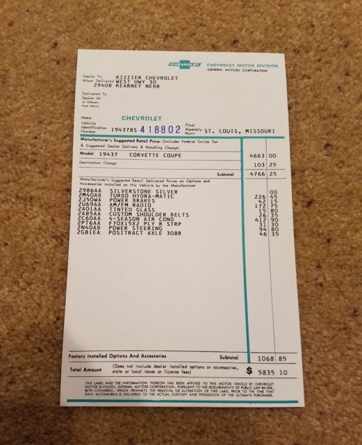 1968 Chevrolet Corvette Coupe