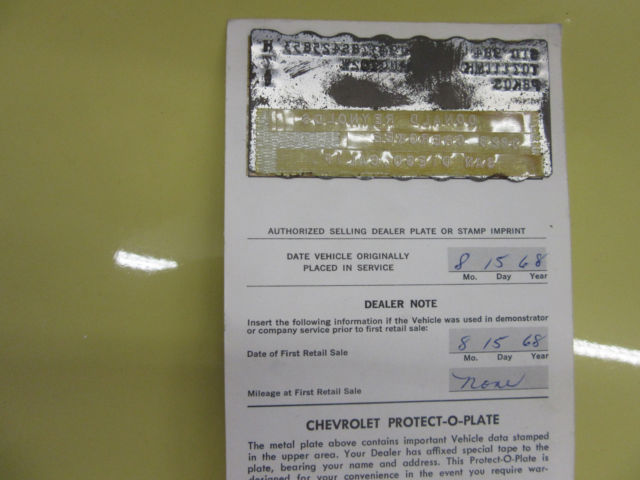 1968 Yellow Chevrolet Corvette