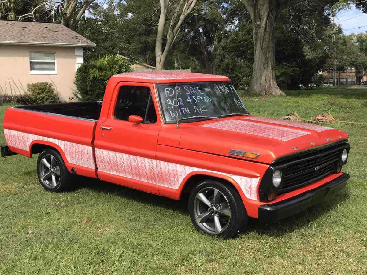 1968 Orange Ford F-100 Standard Cab Pickup