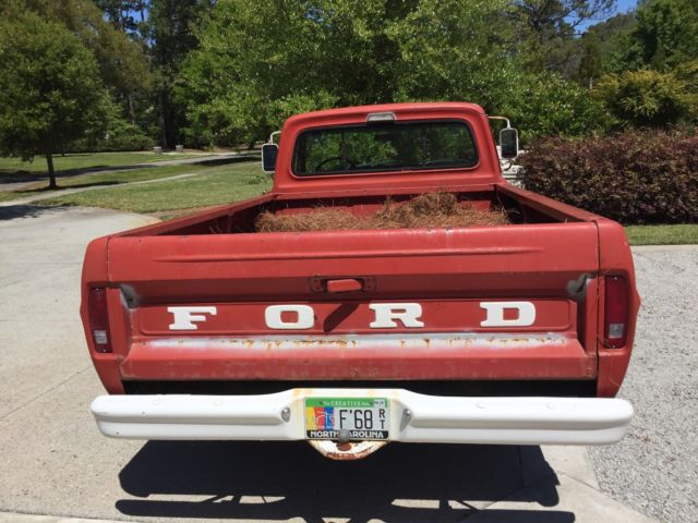 1968 Red Ford F-100 Standard Cab Pickup