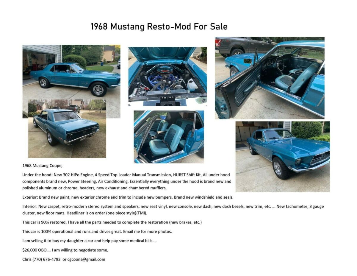 1968 Red Ford Mustang Coupe