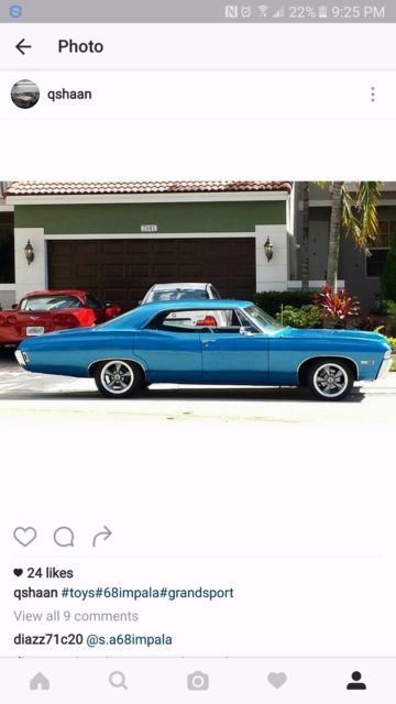 1968 VIPER BLUE Chevrolet Impala Sedan