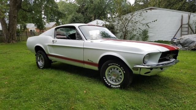 1968 White Ford Mustang Fastback