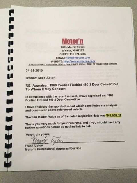 1968 Blue Pontiac Firebird Convertible