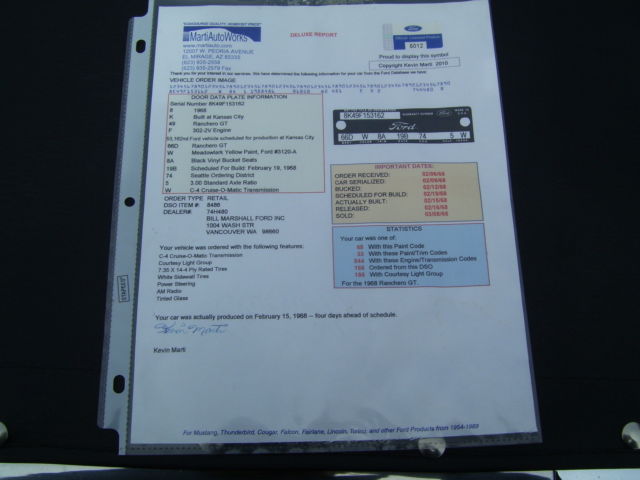 1968 Yellow Ford Ranchero PICKUP