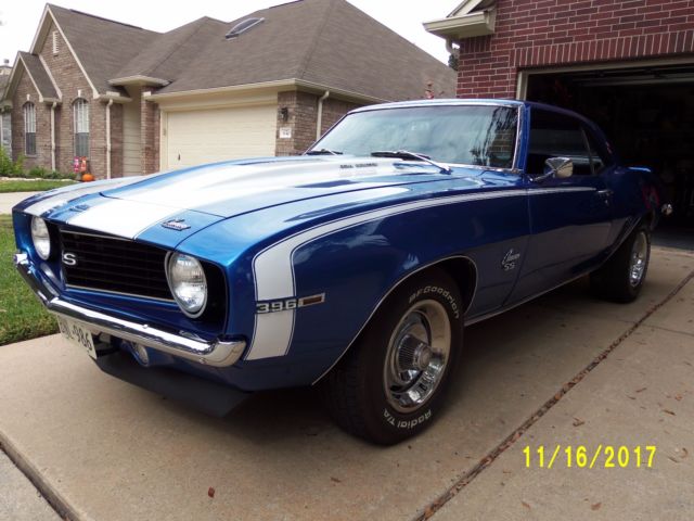 1969 Blue and White Chevrolet Camaro Coupe